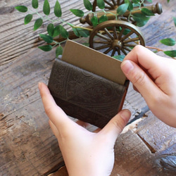 Soft Leather Mini Wallet / CHARCOAL GREY (Paisley) *ミニ財布*革財布 9枚目の画像