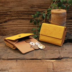 Soft Leather Mini Wallet / MANGO YELLOW (Paisley) *ミニ財布*革財布 4枚目の画像