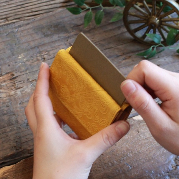 Soft Leather Mini Wallet / MANGO YELLOW (Paisley) *ミニ財布*革財布 9枚目の画像