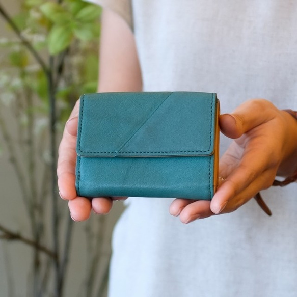 Soft Leather Mini Wallet / FOREST GREEN *ミニ財布*小さいお財布*革財布 1枚目の画像