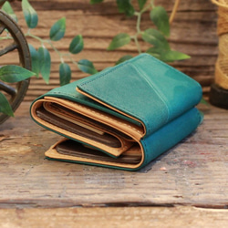 Soft Leather Mini Wallet / FOREST GREEN *ミニ財布*小さいお財布*革財布 3枚目の画像