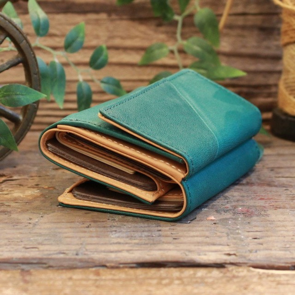 Soft Leather Mini Wallet / FOREST GREEN *ミニ財布*小さいお財布*革財布 3枚目の画像