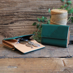 Soft Leather Mini Wallet / FOREST GREEN *ミニ財布*小さいお財布*革財布 4枚目の画像