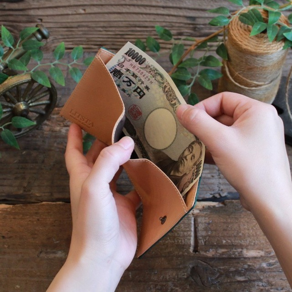 Soft Leather Mini Wallet / FOREST GREEN *ミニ財布*小さいお財布*革財布 5枚目の画像