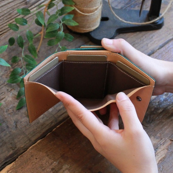 Soft Leather Mini Wallet / FOREST GREEN *ミニ財布*小さいお財布*革財布 6枚目の画像