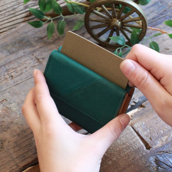 Soft Leather Mini Wallet / FOREST GREEN *ミニ財布*小さいお財布*革財布 9枚目の画像