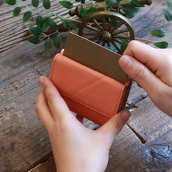 Soft Leather Mini Wallet / CORAL PINK *ミニ財布*小さいお財布*革財布 9枚目の画像