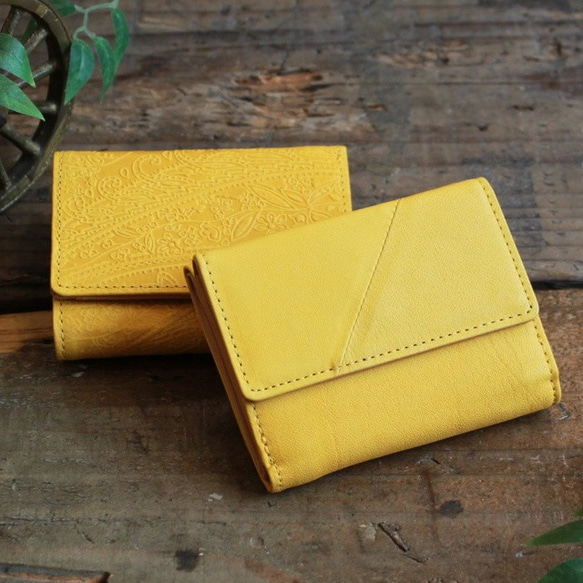 Soft Leather Mini Wallet / MANGO YELLOW *ミニ財布*小さいお財布*革財布 2枚目の画像
