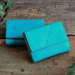Soft Leather Mini Wallet / TURQUOISE BLUE *ミニ財布*小さいお財布*革財布 2枚目の画像