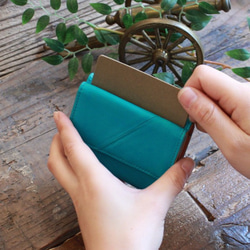 Soft Leather Mini Wallet / TURQUOISE BLUE *ミニ財布*小さいお財布*革財布 9枚目の画像