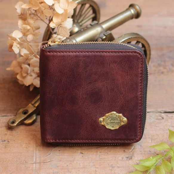 *送料無料* Half Wallet / RED BROWN *二つ折り財布*革財布 8枚目の画像