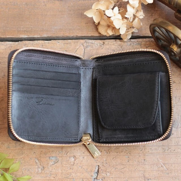 Half Wallet / BLACK *二つ折り財布*革財布 5枚目の画像