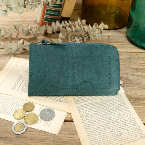 薄くて軽いお財布 / Pueblo Compact Wallet**Blue Green 2枚目の画像