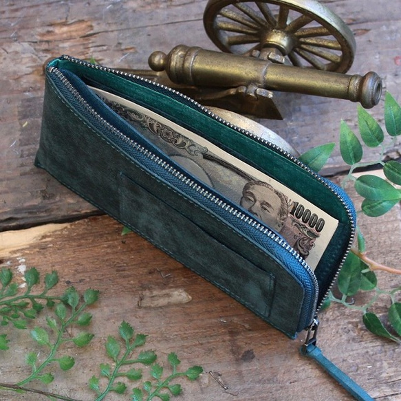 薄くて軽いお財布 / Pueblo Compact Wallet**Blue Green 4枚目の画像