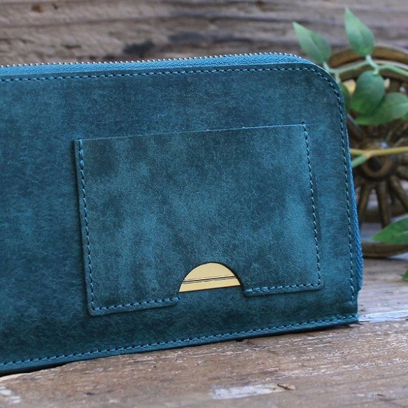 薄くて軽いお財布 / Pueblo Compact Wallet**Blue Green 6枚目の画像