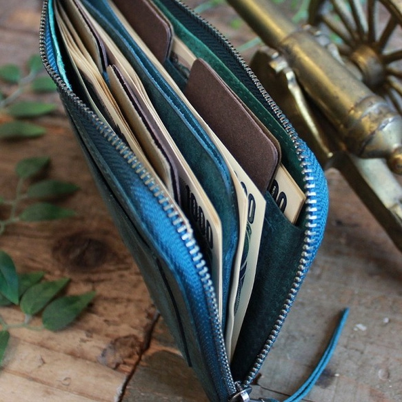 薄くて軽いお財布 / Pueblo Compact Wallet**Blue Green 7枚目の画像