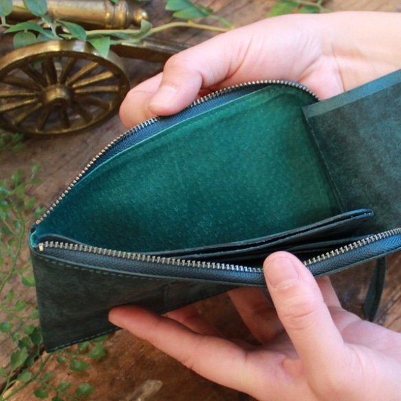 薄くて軽いお財布 / Pueblo Compact Wallet**Blue Green 10枚目の画像