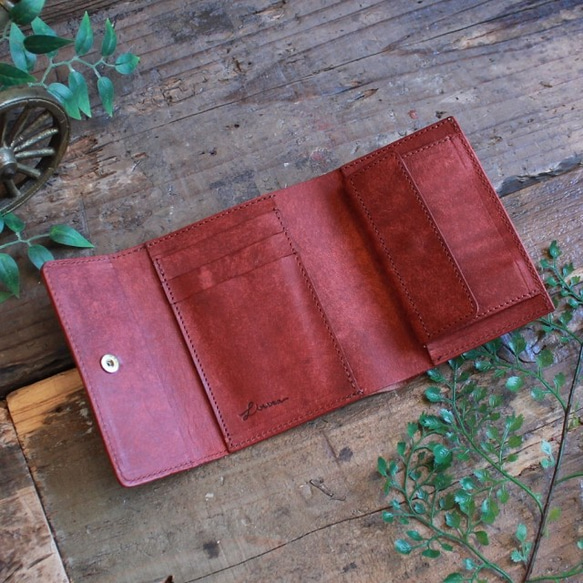 Folded Wallet / BRICK RED (左利き用) *二つ折り財布*革財布*プエブロ 4枚目の画像