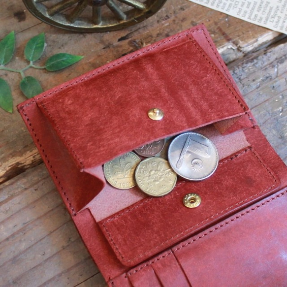 Folded Wallet / BRICK RED (左利き用) *二つ折り財布*革財布*プエブロ 7枚目の画像