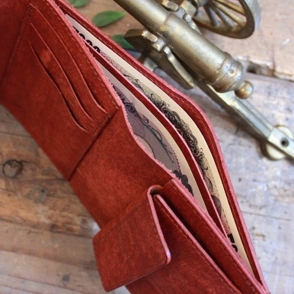 Folded Wallet / BRICK RED (左利き用) *二つ折り財布*革財布*プエブロ 8枚目の画像
