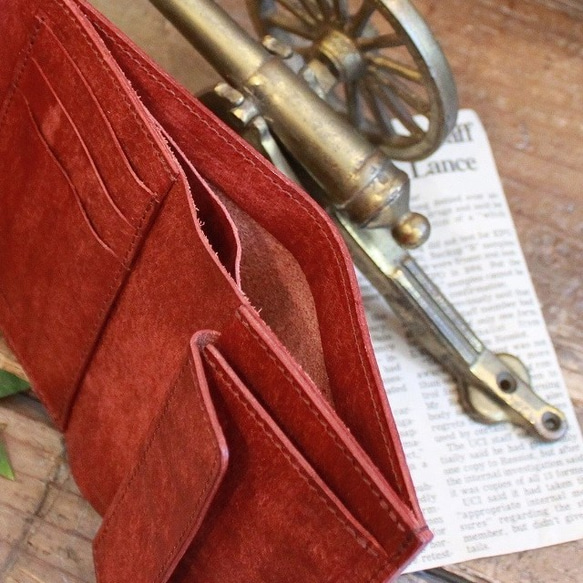 Folded Wallet / BRICK RED (左利き用) *二つ折り財布*革財布*プエブロ 9枚目の画像