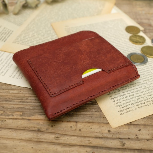 薄くて小さいお財布 / Compact Wallet Half *Brick Red 5枚目の画像