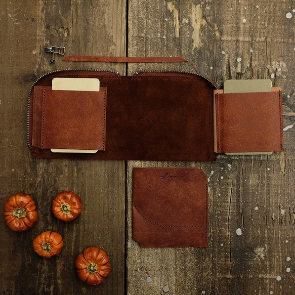 薄くて小さいお財布 / Compact Wallet Half *Brick Red 10枚目の画像