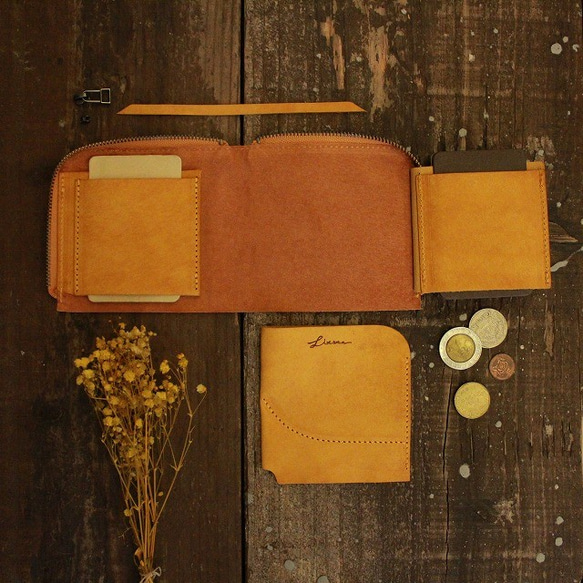 薄くて小さいお財布 / Compact Wallet Half *Yellow 10枚目の画像