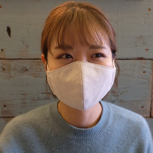 Linen &  Gauze Mask / Off-White *大人用リネンマスク* 4枚目の画像