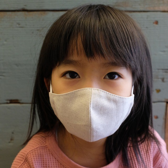 Linen & Gauze Mask / Greige *子ども用リネンマスク* 4枚目の画像