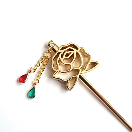 再販×2》残り1本！！大人の透かし薔薇かんざし かんざし だるま