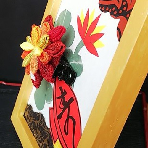 つまみ細工 2WAY「お月見で一杯」花札の世界 その他インテリア雑貨