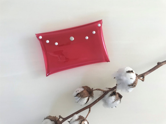 PVC scalar studs flat pouch 草莓粉色 第1張的照片