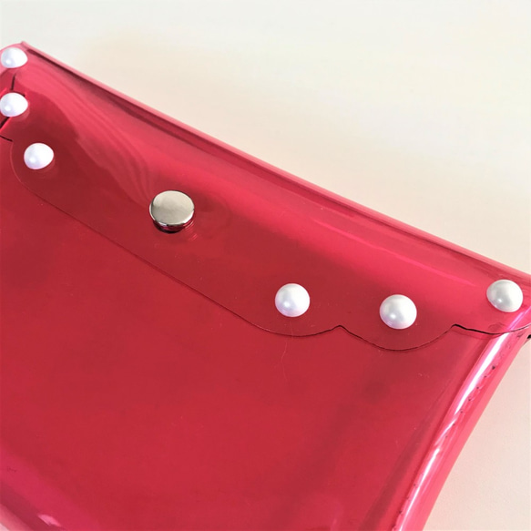 PVC scalar studs flat pouch 草莓粉色 第3張的照片