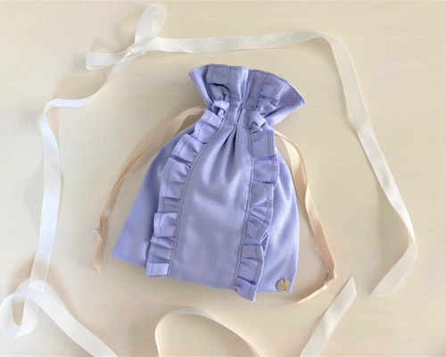 ☆NEWカラー☆ストレートライン ダブルフリル巾着ポーチ ラベンダー