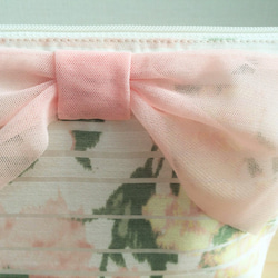 花薄紗邊境薄紗緞帶插角袋粉紅色 第4張的照片