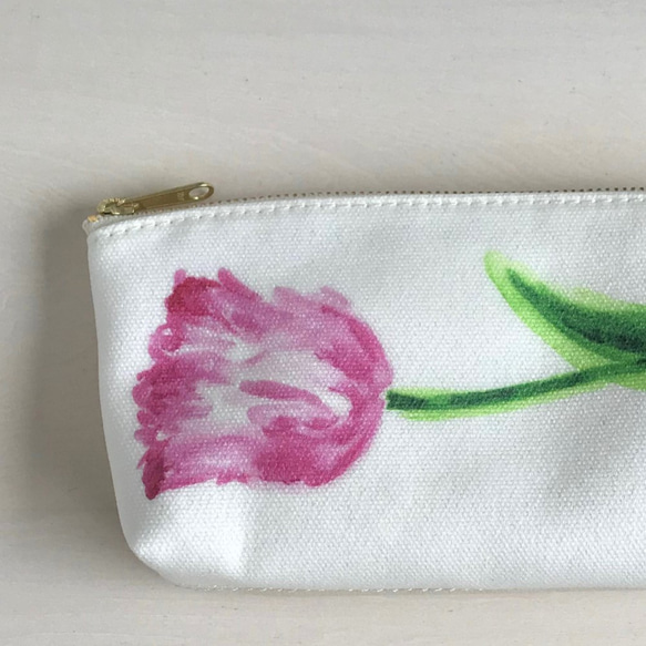 全新 Bloom Flower Horizontal Gusseted Pouch 花卉圖案粉紅色 第4張的照片