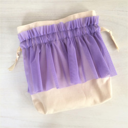 柔軟的薄紗聚褶褶皺束×紫色 第2張的照片