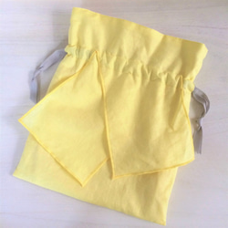 棉亞麻織帶拉繩黃色 第2張的照片