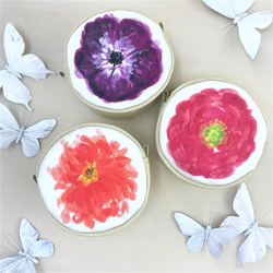 全新 Bloom 花朵圓形小袋花卉圖案紫色 第5張的照片