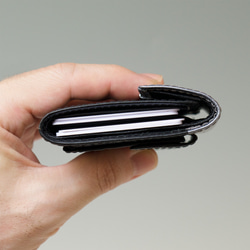 mame wallet - 3つ折りミニ財布　猫パターン／ ブラック× シルバー【受注生産】 6枚目の画像