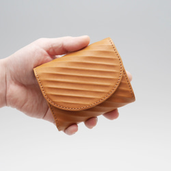 三つ折りコンパクト牛革財布 - cookie - キャメルブラウン ✕ ブラウン【受注生産】 2枚目の画像