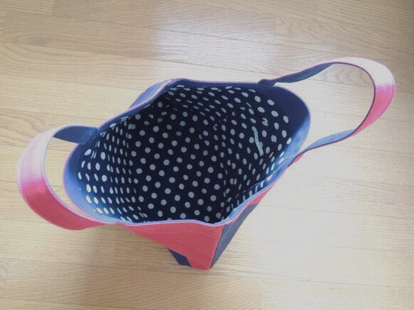 《定制生產》手提袋[Sanku /紅色/ L]（11號帆布） 第2張的照片