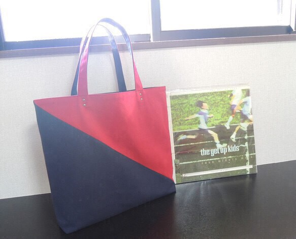 《定制生產》手提袋[Sanku /紅色/ L]（11號帆布） 第4張的照片