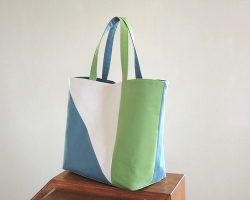 ハンドメイド、トートバック、ヴィンテージ帆布、ステッチ入り