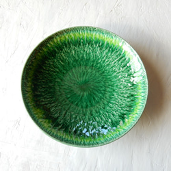 グリーンイエロー流し皿鉢24cm 2枚目の画像