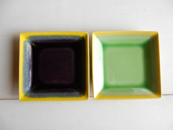twotonecolor正角皿(グリーン) 3枚目の画像
