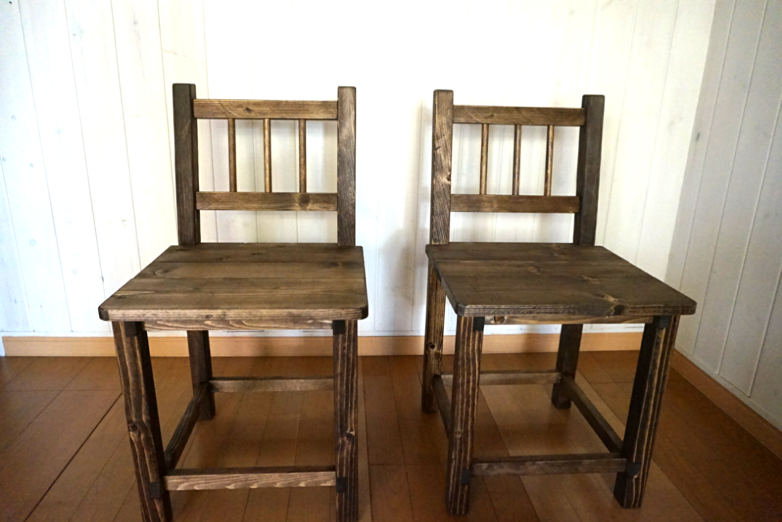 ２台組 背もたれ低め カフェ風 大人のダイニングテーブルやアンティークデスクに合う椅子2台セット