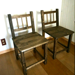 ２台組 背もたれ低め カフェ風 大人のダイニングテーブルやアンティークデスクに合う椅子2台セット 2枚目の画像