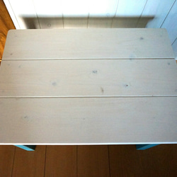 ターコイズブルー＆ホワイト ツートンカラーローテーブル 幅600㎜ 4枚目の画像